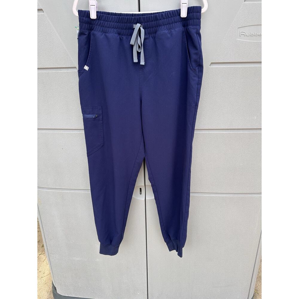 Figs Women's Jogger Scrub Pants in Navy with Gray Drawstring